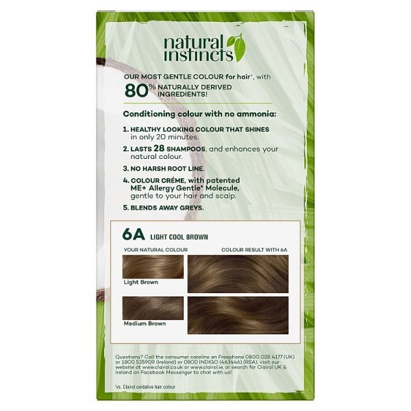 Clairol Natural Instincts Hair Dye 6A Light Cool Brown