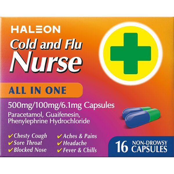 Haleon Cold And Flu Nurse, All In One, 16 Capsules