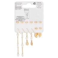 Superdrug Shell & Pearl Effect Earrings 6pk