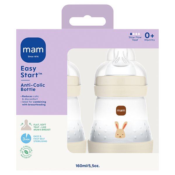 MAM Easy Start Bottles in Grey 160ml 2 Pack