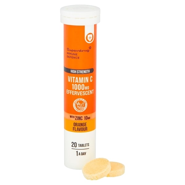 Superdrug Effervescent Vitamin C and Zinc Orange 20s