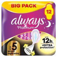 Always Platinum Secure Night Extra Size5 Sanitary Towels x12