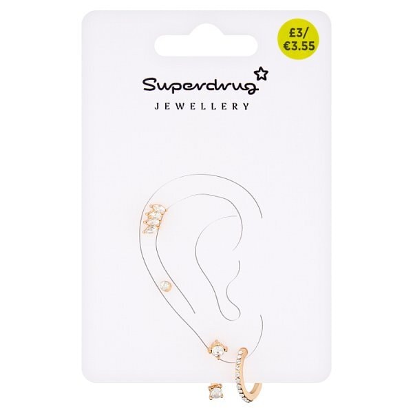 Superdrug Gold Tone Ear Stack Earrings 4 Pack