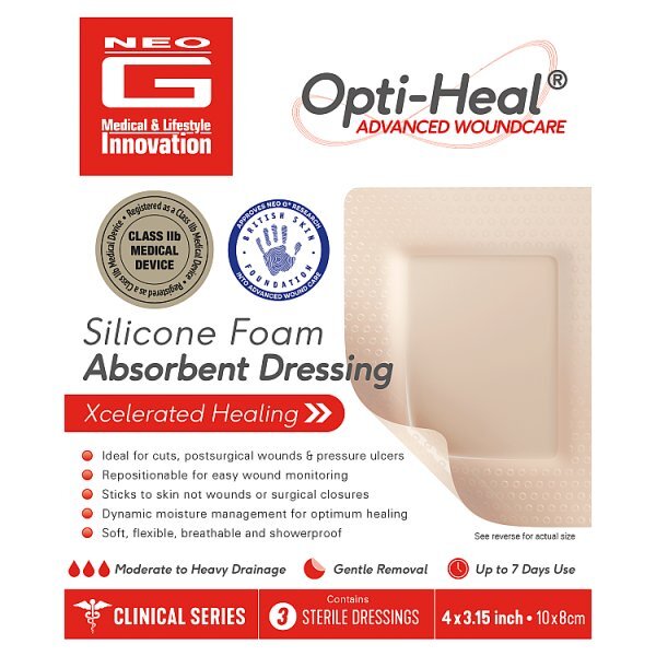 Neo G Opti-Heal Silicone Foam Absorbent Dressing