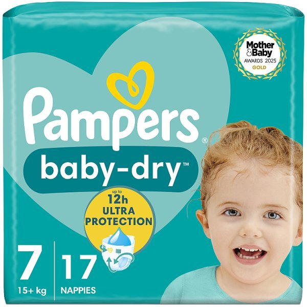 Pampers Baby-Dry Size 7, 17 Nappies, 15Kg+