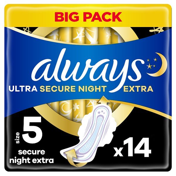 Always Ultra Sanitary Towels Secure Night Extra Size 5 14CT