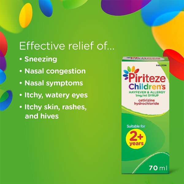 Piriteze Allergy Relief Syrup For Kids Aged 2+, 70Ml