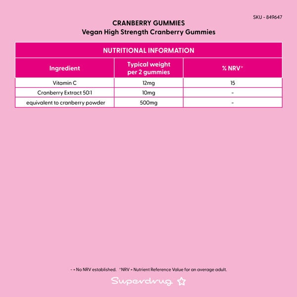 Superdrug Cranberry Gummies 60s