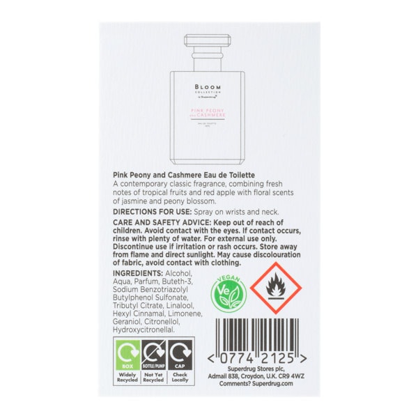 DNR Superdrug Bloom Pink Peony & Cashmere Eua de Toilette 50ml
