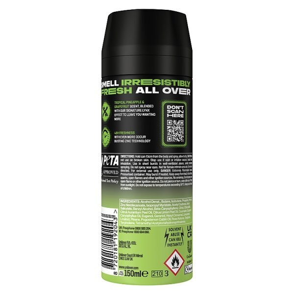 Lynx Deodorant Bodyspray Aerosol Epic Fresh 150ml