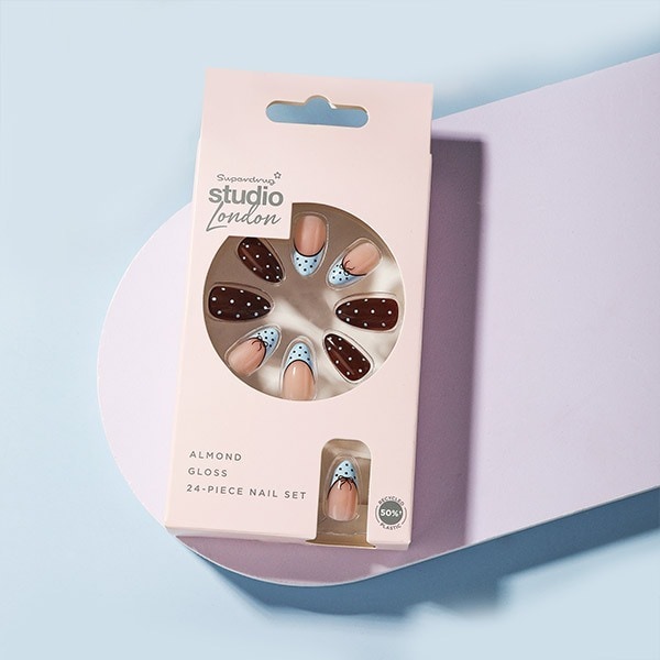 Studio London Blue & Brown Polka Dot False Nails