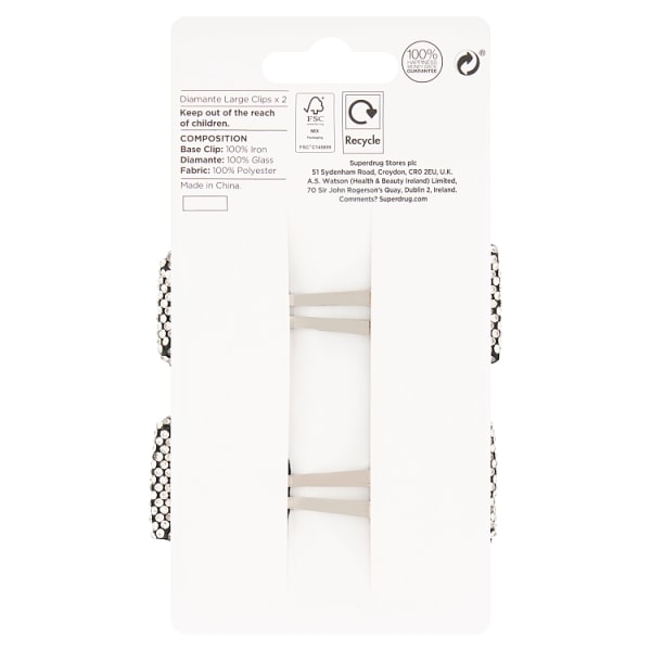 Studio London Diamante Large Clips 2pk