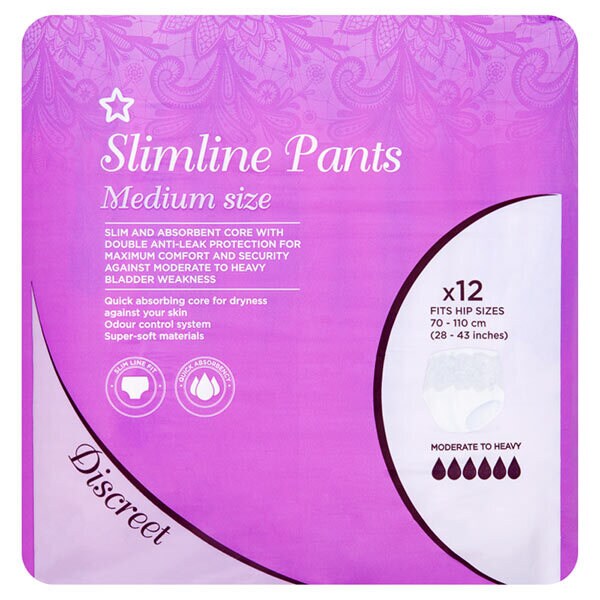 Superdrug Adult Incontinence Slimline Pants Medium x 12