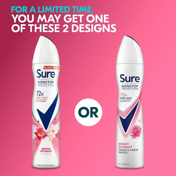 Sure Antiperspirant Deo Aerosol Nonstop Bright Bouquet 250ml