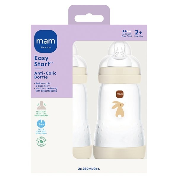 MAM Easy Start Bottles in Grey 260ml 2 Pack