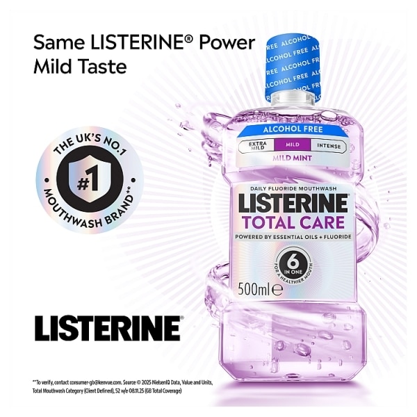Listerine Total Care Mild Taste Alcohol Free Mouthwash 500ml