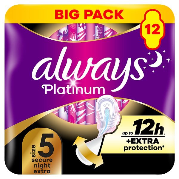 Always Platinum Secure Night Extra Size5 Sanitary Towels x12