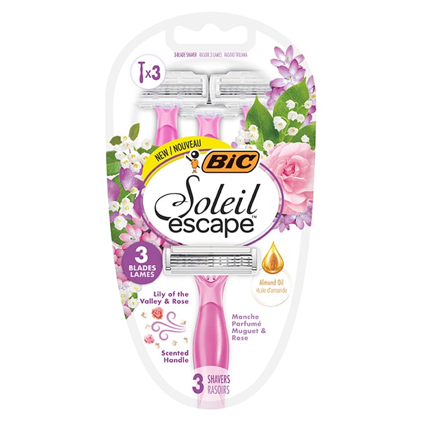 BIC Soleil Escape Lily & Rose 3 Blade Womens Disposable Razor 3 Pack