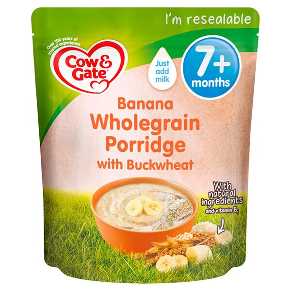 Cow & Gate Banana Wholegrain Porridge Baby Cereal 200g 7+ mo
