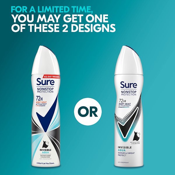 Sure Antiperspirant Deo Aerosol Nonstop Invis Aqua 150ml