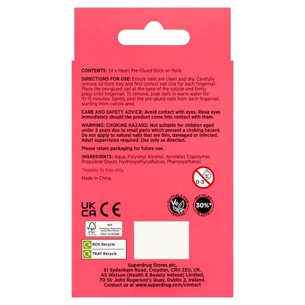 Superdrug Fantasy Heart Stick-On Nails