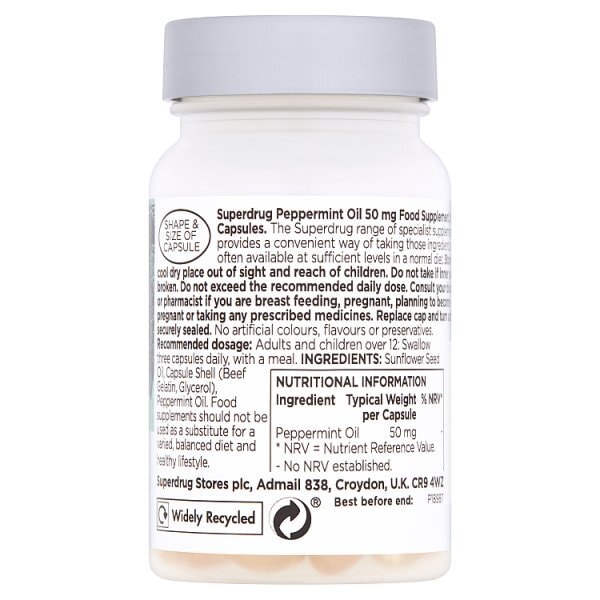 Superdrug Peppermint Oil 50mg Capsules X 90