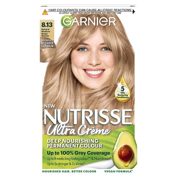 Garnier Nutrisse Permanent Hair Dye Medium Beige Blonde 8.13