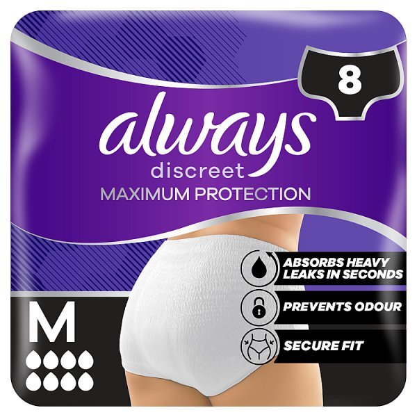 Always Discreet Heavy Incontinence Maxi Pants 8 Drops M 8Cx2