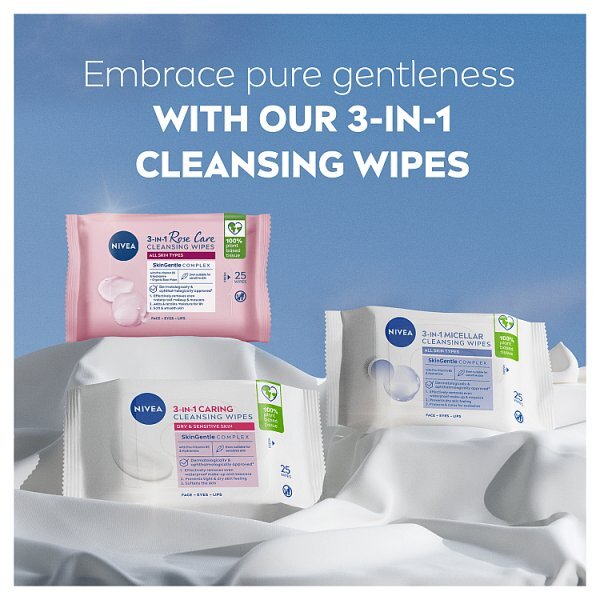 NIVEA Biodegradable Rose Care Micellar Wipes, 25 Wipes