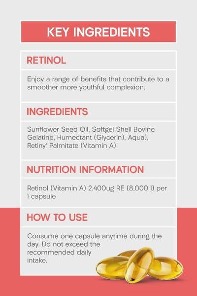 Vivid Retinol Edible Skincare Drops - 60 Capsules