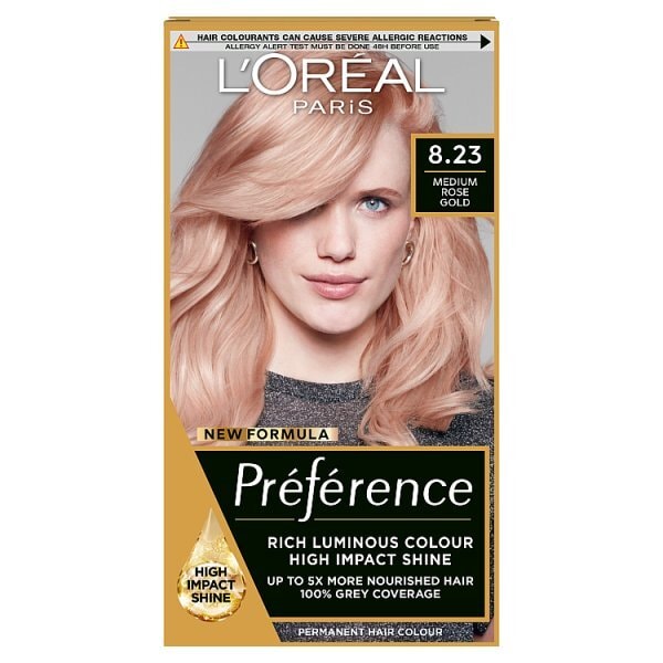 Preference 8.23 Rose Gold Light Blonde Permanent Hair Dye