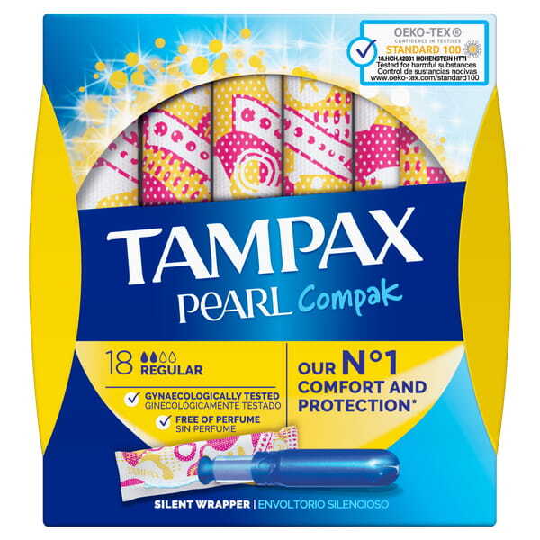 Tampax Compak Pearl Regular Applicator Tampons Single 18PK