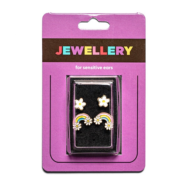 Sensation Jewellery Titanium Daisy & Rainbow Earring Duo