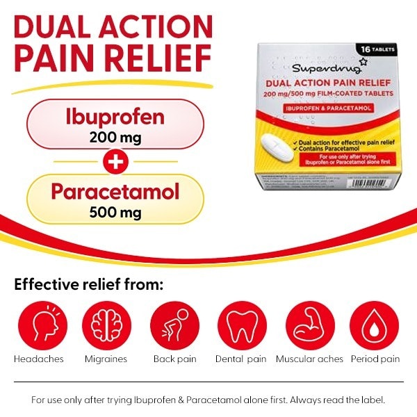 Superdrug Ibuprofen & Paracetamol Tablets 16 Pack