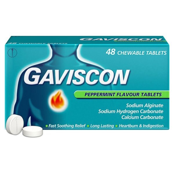 Gaviscon Tablets Heartburn & Indigestion Peppermint 48s