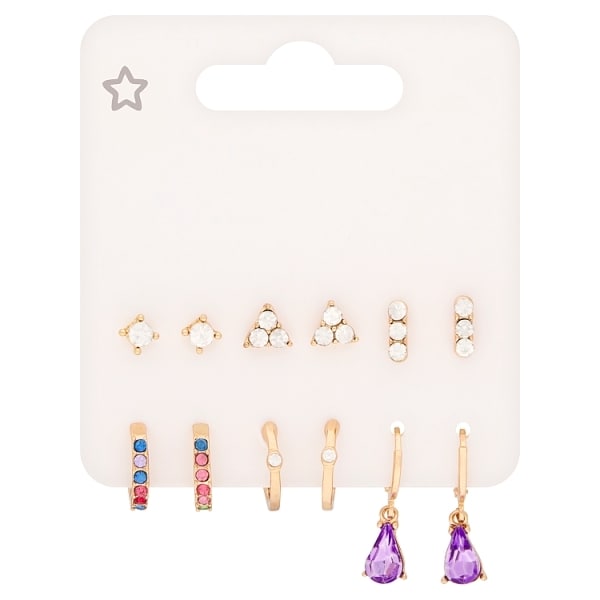 Superdrug Studio Multi Jewel Hoop & Stud 6PK