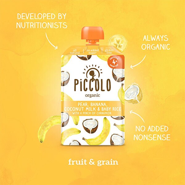 DNR Piccolo Organic Pear, Banana, Coconut & Baby Rice 4m+