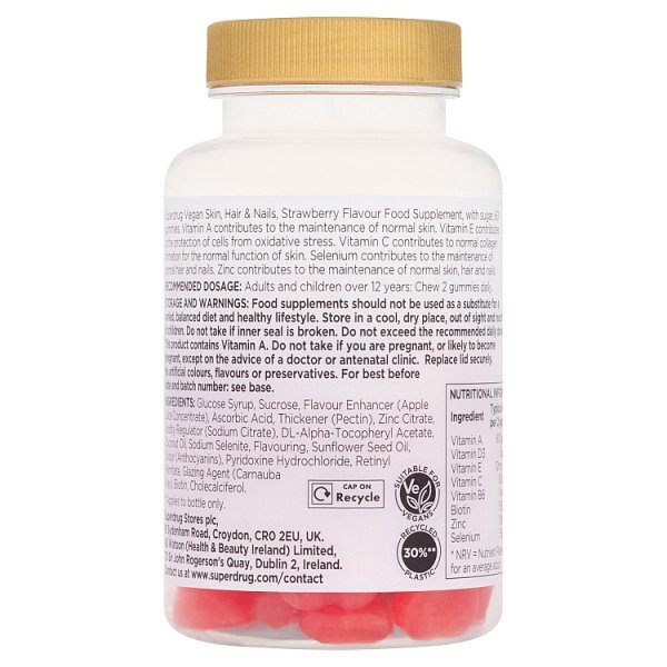 Superdrug Skin Hair & Nails Vegan Gummies 60s