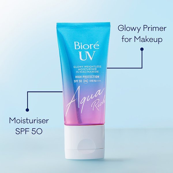 Biore Aqua Rich UV Glowy Weightless Moisturiser SPF50 50ml