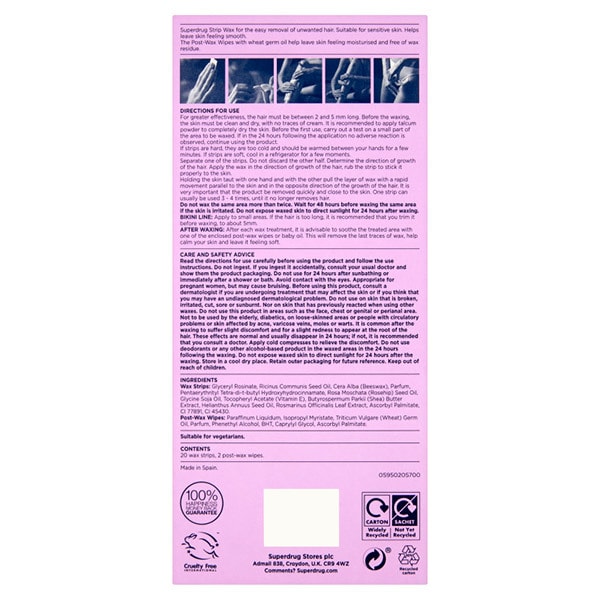 Superdrug Sensitive Wax Strips x20
