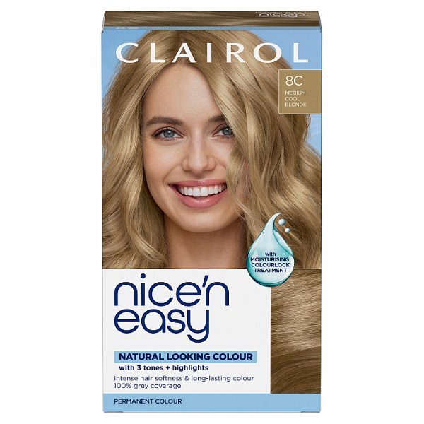 Clairol Nice'N Easy Crème Permanent Hair Dye 8C Medium Cool Blonde
