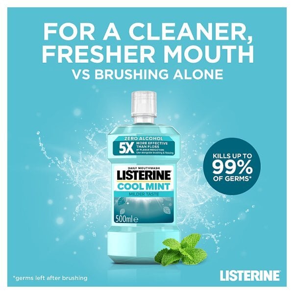 Listerine Zero Alcohol Cool Mint Mouthwash 500ml