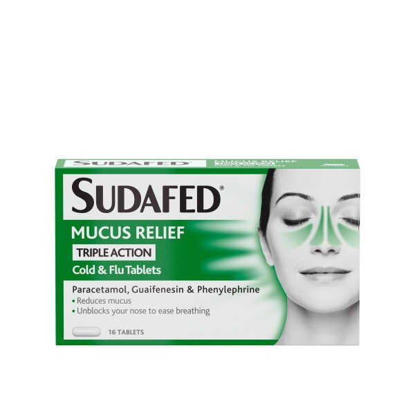 Sudafed Mucus Relief Triple Action Cold & Flu Tablets