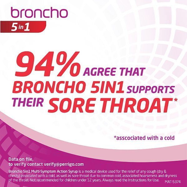 Broncho 5 in 1 multi-symptom action cough syrup 200ml