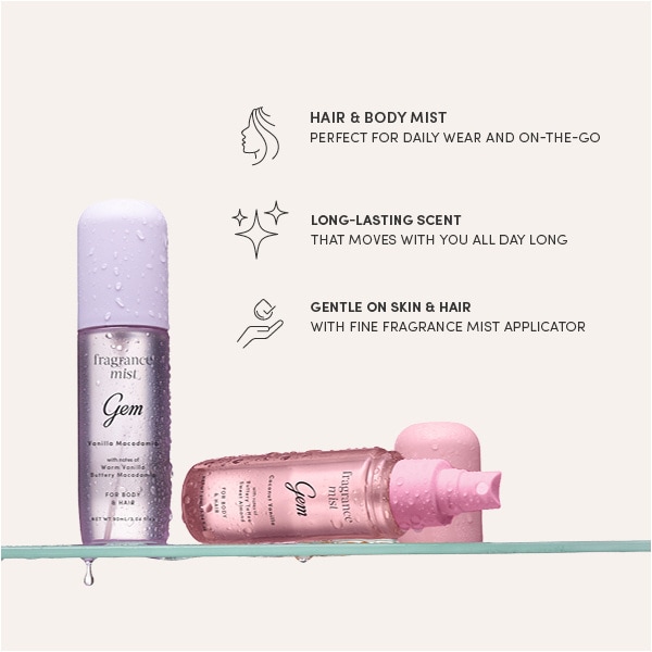 Gem Mists Body & Hair Coconut Vanilla 90Ml & Macadamia 90Ml