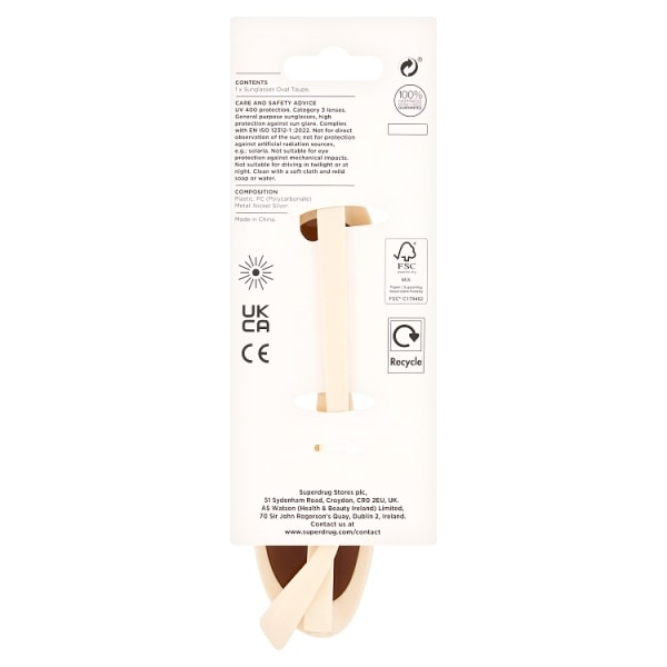 Superdrug Sunglasses Oval Taupe