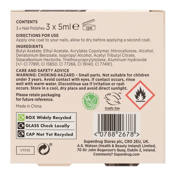 Superdrug Studio London 3 Piece Nail Polish Gift Set