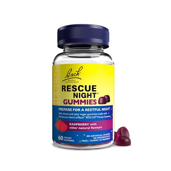 Bach" Rescue Night - 60 GummiesVegan, Raspberry Flavoured