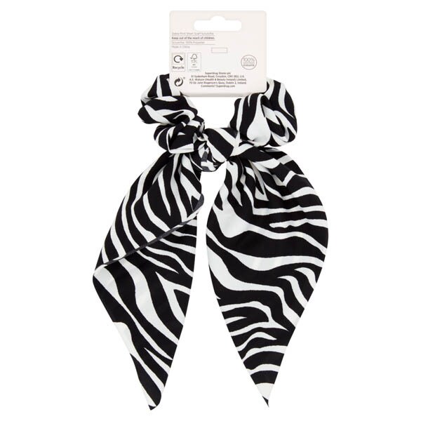 Studio London Zebra Print Short Scarf Scrunchie