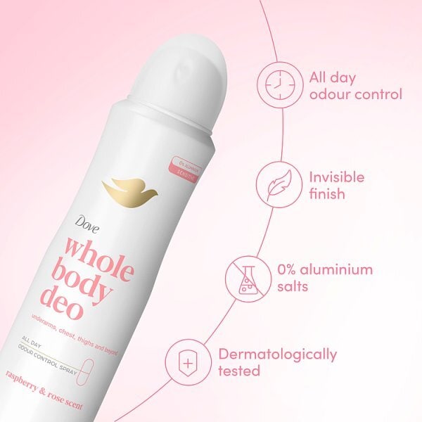 Dove Whole Body Raspberry Deodorant Spray 150ml
